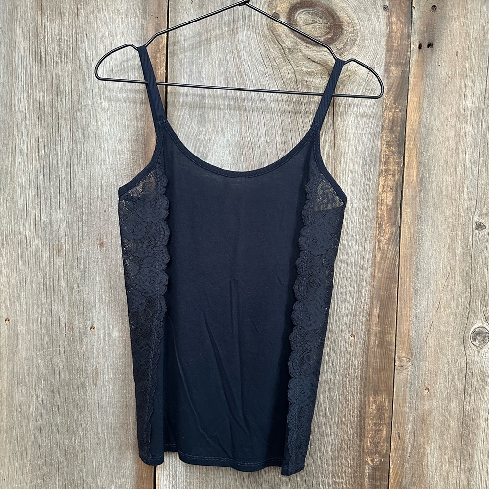 Abercrombie & Fitch Cami Lace Tank Top in Dark Blue / Black Size Small
